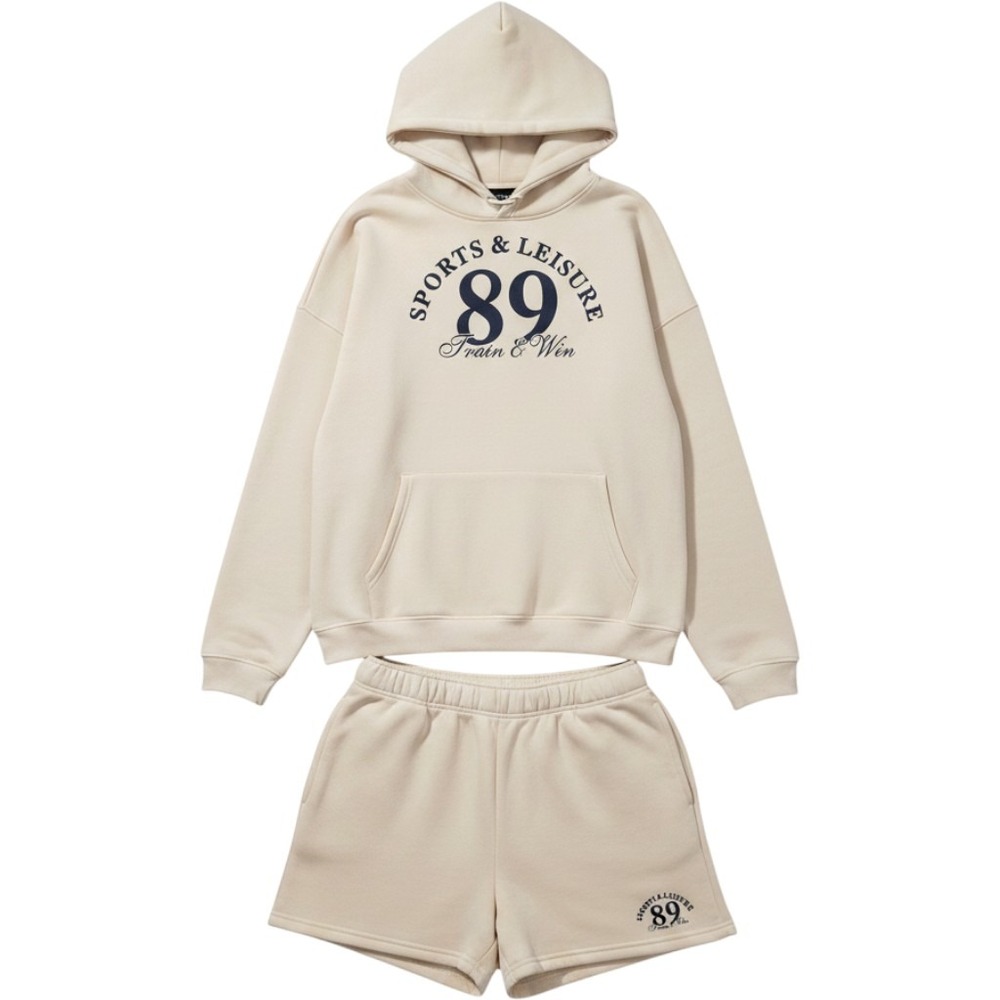 Better Together Womens Beige 89 Sports & Leisure Hoodie and Shorts Set XL